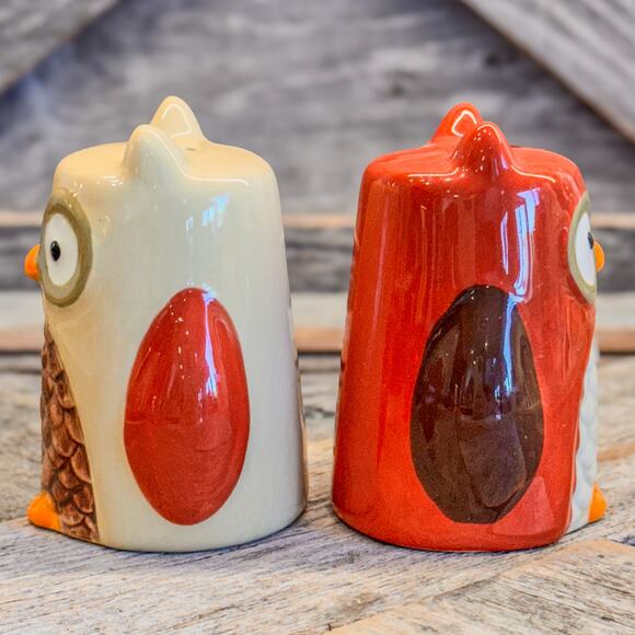 Vintage Ceramic Owl Salt and Pepper Shaker Set, Retro Theme, Fall/Autumn Theme - Picture 5 of 9
